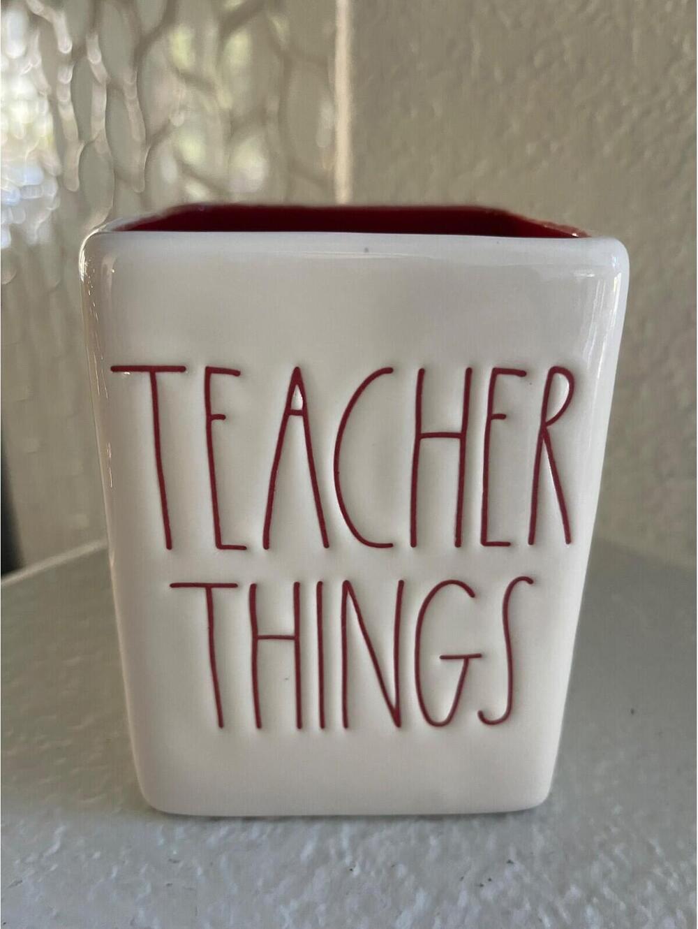 Rae Dunn "Teacher Things" Ceramic Pen & Pencil Holder Artisan Collection